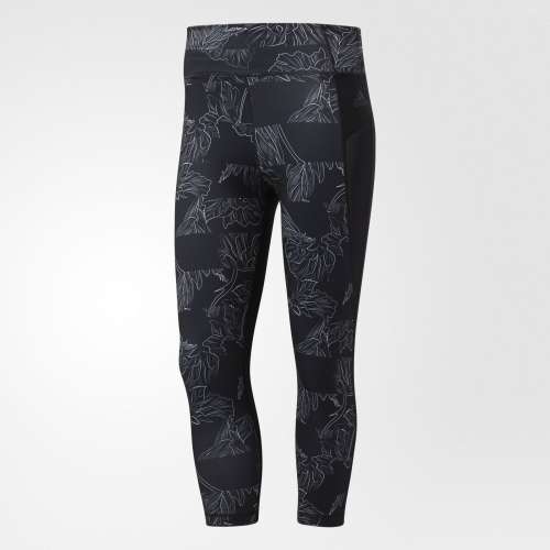 adidas Performer High-Rise 3/4 Floral-Print Tights Women's Black 2017 Black Friday Deals