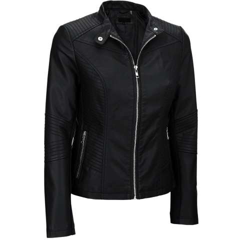 Black Friday Deals Black Rivet Womens Moto Mock Collar Faux-Leather Jacket Best Womens Clothing Deals