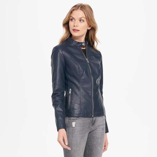 Black Friday Deals Black Rivet Womens Moto Mock Collar Faux-Leather Jacket Best Womens Clothing Deals