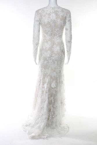 Monique Lhuillier Candice Platinum Collection White Silk Lace Dress Sz 4 $12650 Black Friday Deals